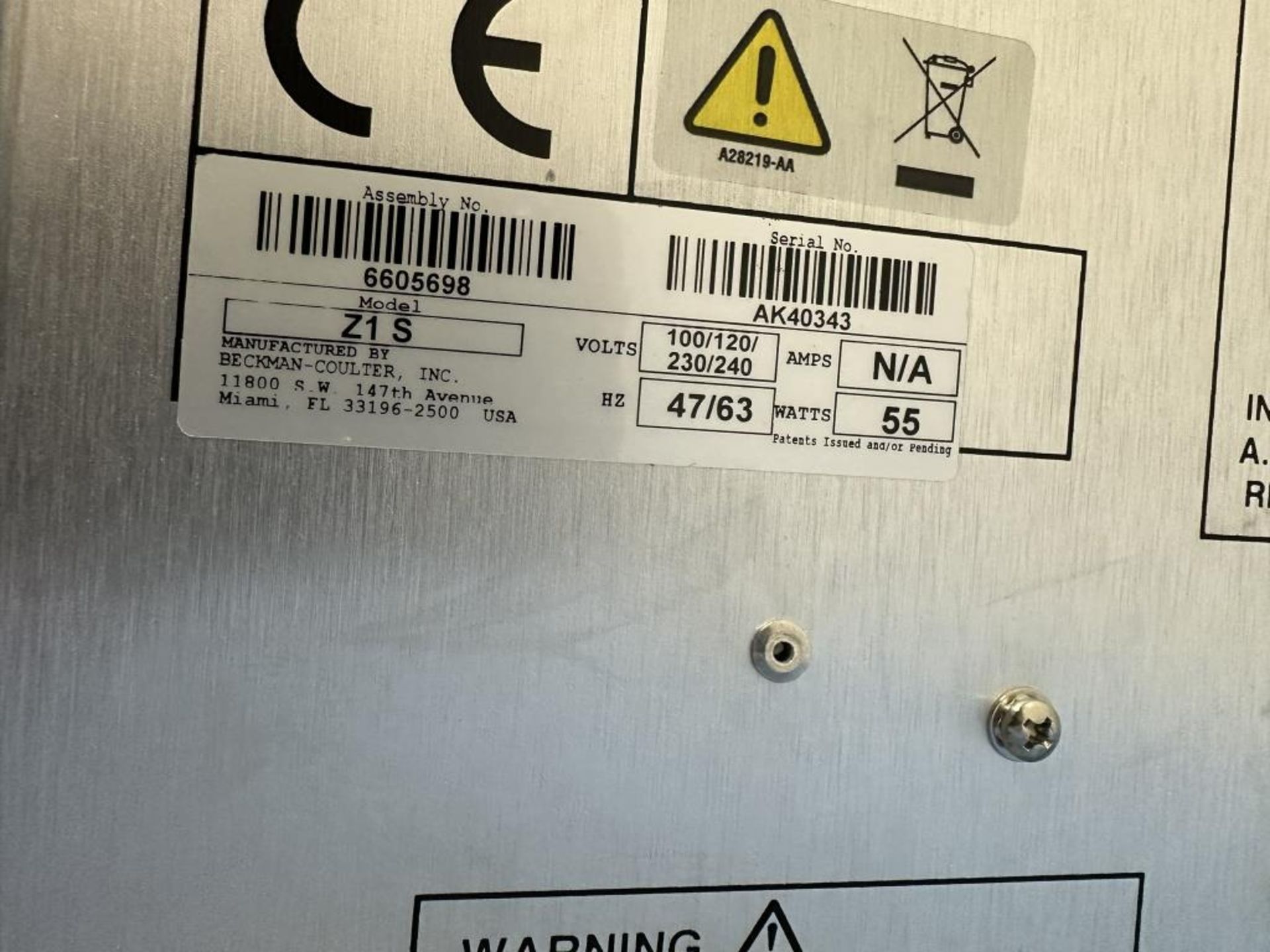 Beckman Coulter Z1 Particle Counter - Image 6 of 6