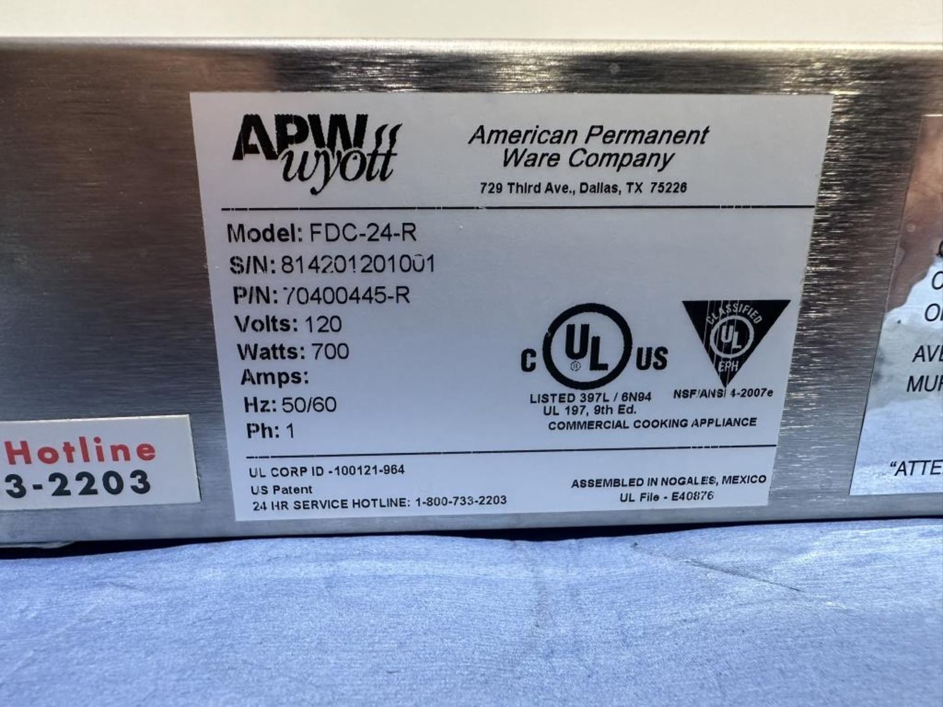 APW Wyott Overhead Heat Strip - Image 4 of 4