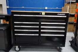 Husky 9 Drawer Wood Top Rolling Tool Cart