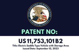 US Patent: Electric Saddle Type Vehicle With