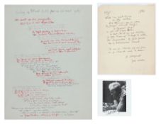 Two handwritten letters and a signed photograph by Charles Eyck.
