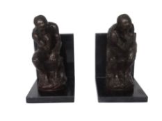 Pair of bronze bookends “The Thinker”, after Rodin.
