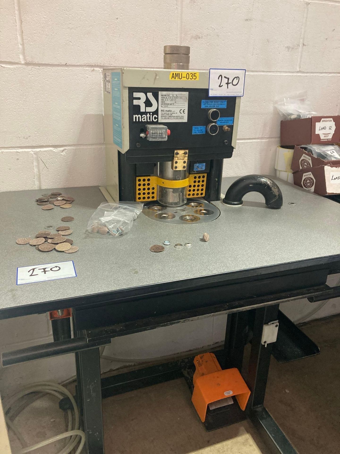 RS Matic C. B. Buttoner and table. Serial No. CB0108-11. (2011). Please ...