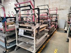Lot of platform trolleys with wheels