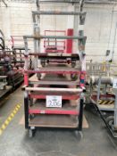 Lot of platform trolleys with wheels