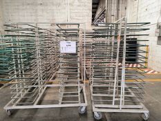 Lot of platform trolleys with wheels