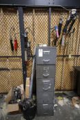 Grease Guns on Wall and Floor, 5 Drawer File Cabinet