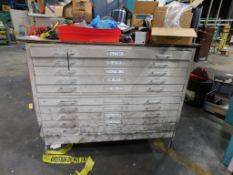 Blue Print Cabinets, 10 drawer. With contents