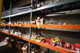 Contents of 3 Sections of Racking-Pipe, Fuses, Conduit Fittings, Electrical, Switches, Etc.
