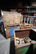 (6) Steel Boxes with Maintenance Crib Items-Bearings, Bushings, Shafts, Parts Bins, Hoses, Cylinders