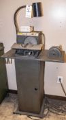 Accu-Finish Series II tool sharpener, s/n AF292, w/ cabinet stand and some extra grinding wheels, 11