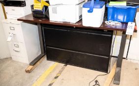 worktable w/ (1) 2-drawer horizontal file cabinet and (1) 2-drawer vertical filing cabinet