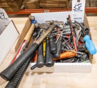 Box misc. tools, hammers, easy outs, sockets, allen wrenches, magnetic pick ups, aviation shears (ye