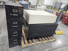 (3) 4-Drawer Filing Cabinets (1) Steel Bookshelf - Asset #: 94