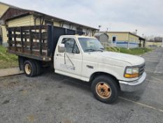 1994 Ford Model F350 Flatbed Stake Truck, Single Cab, 7.5L V.8 Engine Vin: 2FDKF37H0RCA33117 - Asset