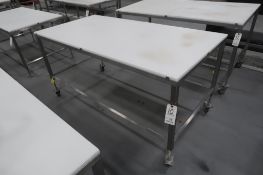 Mobile Stainless Steel Frame Table with HDPE Top