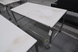 Mobile Stainless Steel Frame Table with HDPE Top