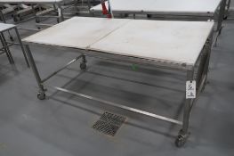 Mobile Stainless Steel Frame Table with HDPE Top