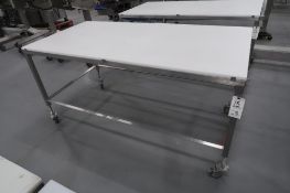 Mobile Stainless Steel Frame Table with HDPE Top