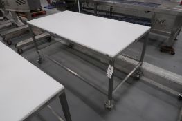Mobile Stainless Steel Frame Table with HDPE Top