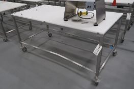 Mobile Stainless Steel Frame Table with HDPE Top