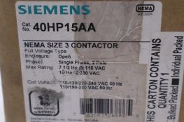 SIEMENS 40HP15AA CONTACTOR SZ3 1PH OPN 120/240V