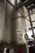 Regev approx. 6000-gallon 316 Stainless Steel Tank, Sanitary Design, 8'Dia x 16'H, Single Agitator D
