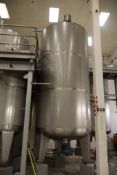 Regev approx. 6000-gallon 316 Stainless Steel Tank, Sanitary Design, 8'Dia x 16'H, Single Agitator D