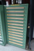 Stanley Vidmar 13-Drawer Parts Cabinet with Contents of Flush Pin Gauges, Flush Block Gauges, Spline