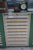 Stanley Vidmar 9-Drawer Parts Cabinet with Contents of Pin Gages, Plug Gages, Ring Gages, & Air Guag