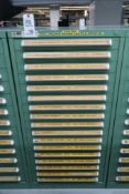 Stanley Vidmar 17-Drawer Parts Cabinet with Contents of Assorted Tooling & Spare Parts