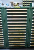 Stanely Vidmar 14-Drawer Parts Cabinet with Contents of Assorted Fasteners