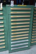 Stanley Vidmar 13-Drawer Parts Cabinet with Contents of Assorted No-Go Gauges