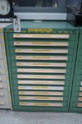 Stanley Vidmar 12-Drawer Parts Cabinet with Contents of Plug Gages