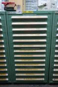 Stanely Vidmar 13-Drawer Parts Cabinet with Contents of Assorted Pipe Fittings