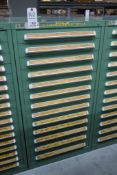 Stanley Vidmar 13-Drawer Parts Cabinet with Contents of Assorted Key Seat Cutters & Slitter Saws