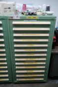 Stanely Vidmar 13-Drawer Parts Cabinet with Contents of Assorted Pipe Fittings
