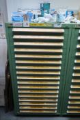 Stanely Vidmar 17-Drawer Parts Cabinet with Contents of Assorted Fasteners