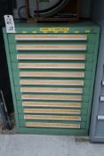 Stanley Vidmar 12-Drawer Parts Cabinet with Contents of Plug Gages, Thread & Depth Plug Gauges, & Pi