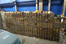 (5) Drawer Bin Organizer Stacks with Contents of Assorted Fasteners