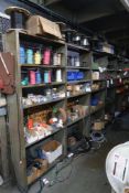 4-Sections of Steel Shelving with Contents of Electrical Supplies