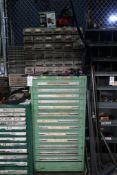 Stanley Vidmar 14-Drawer Parts Cabinet with Contents of Assorted Tooling