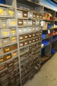 5-Sections of Shelving with Drawer Organizers & Contents of Cold Header Dies
