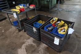 (2) Steel Bins & (1) Cart with Contents of Waterbury 3/8