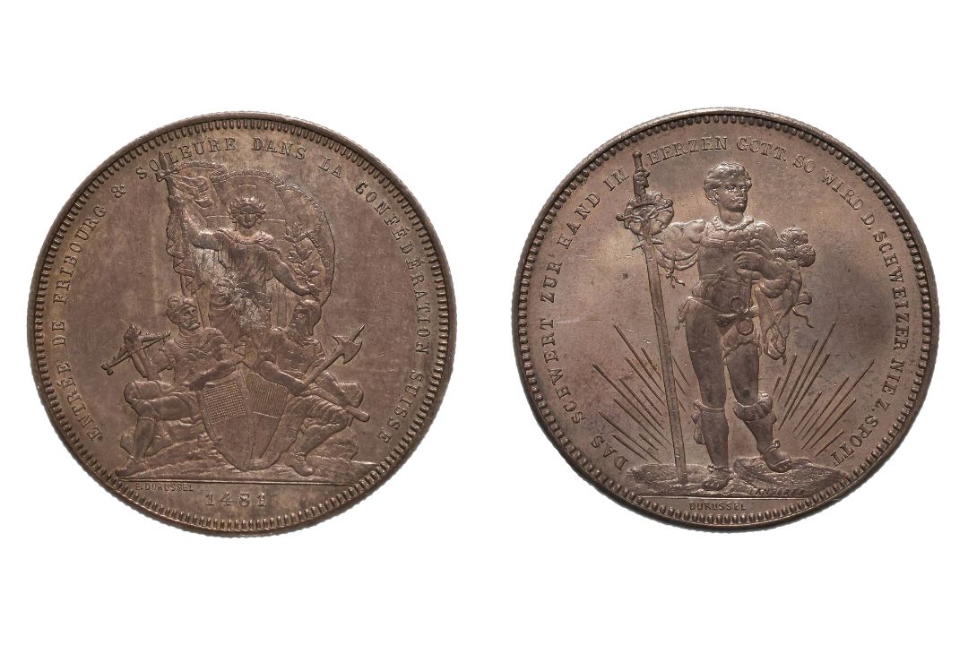 SWISS SHOOTING THALERS - BASEL 1879; FRIBOURG 1881 (2) - Image 1 of 2
