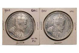 STRAITS SETTLEMENTS EDWARD VII 1 DOLLAR 1903 B; 1904 B (2)