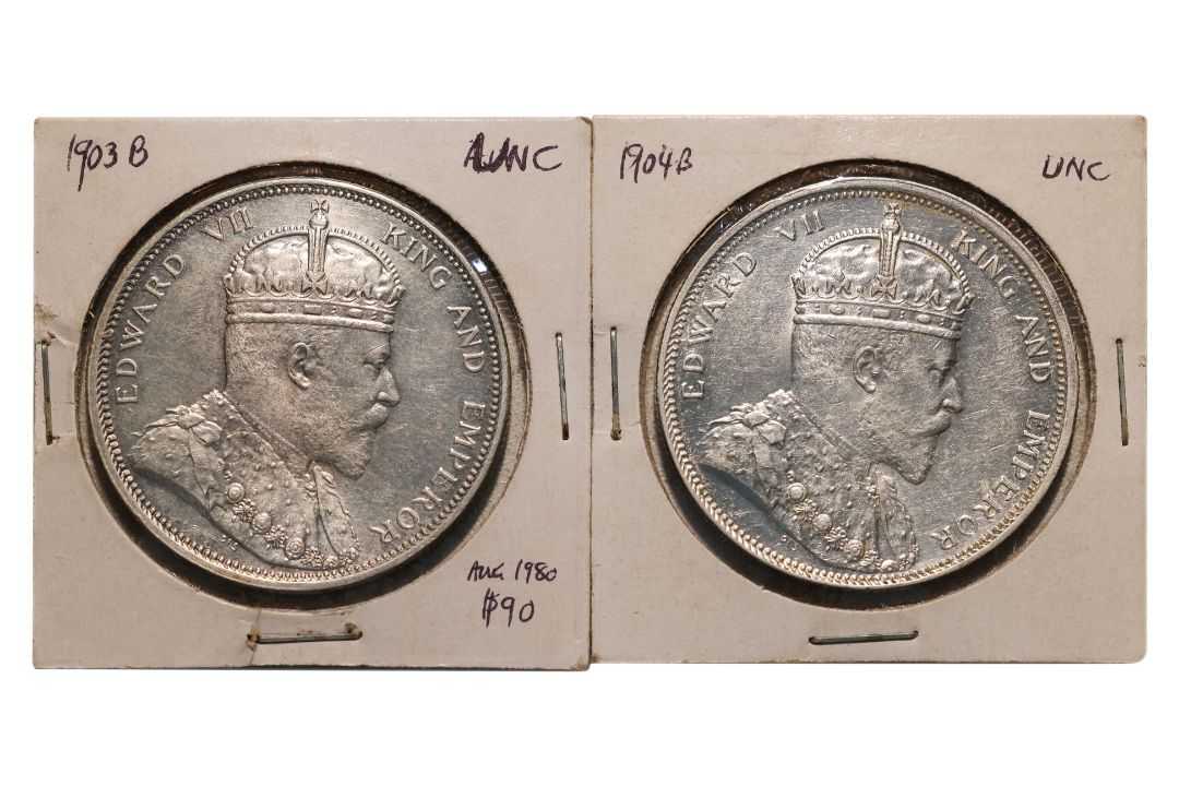 STRAITS SETTLEMENTS EDWARD VII 1 DOLLAR 1903 B; 1904 B (2) - Image 1 of 2