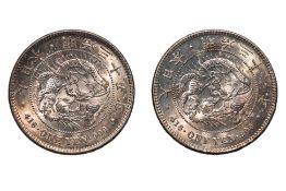 JAPAN - 1 YEN MEIJI YEAR 35 (1902); YEAR 36 (1903) (2)