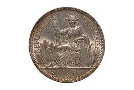 FRENCH INDOCHINA 1 PIASTRE DE COMMERCE 1885 A