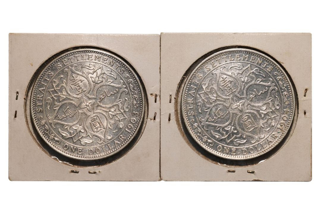 STRAITS SETTLEMENTS EDWARD VII 1 DOLLAR 1903 B; 1904 B (2) - Image 2 of 2